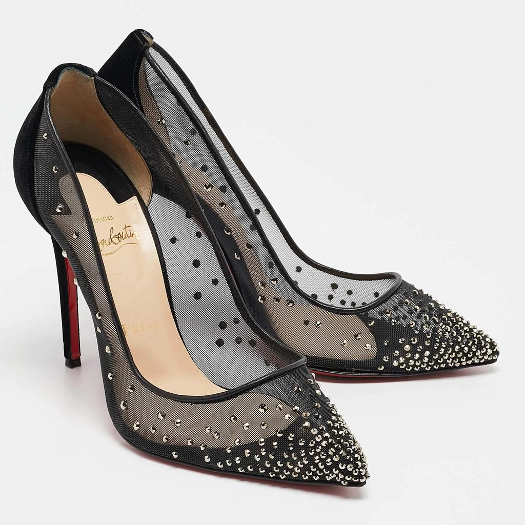 Christian Louboutin Christian Louboutin Black Mesh and Velvet Follies Strass Pumps Size 38.5 4