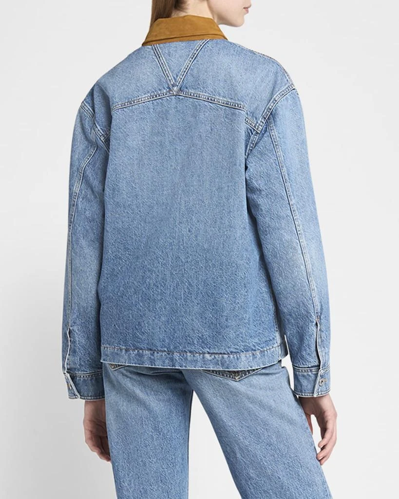 Bottega Veneta Suede Collar Vintage Indigo Denim Jacket 3
