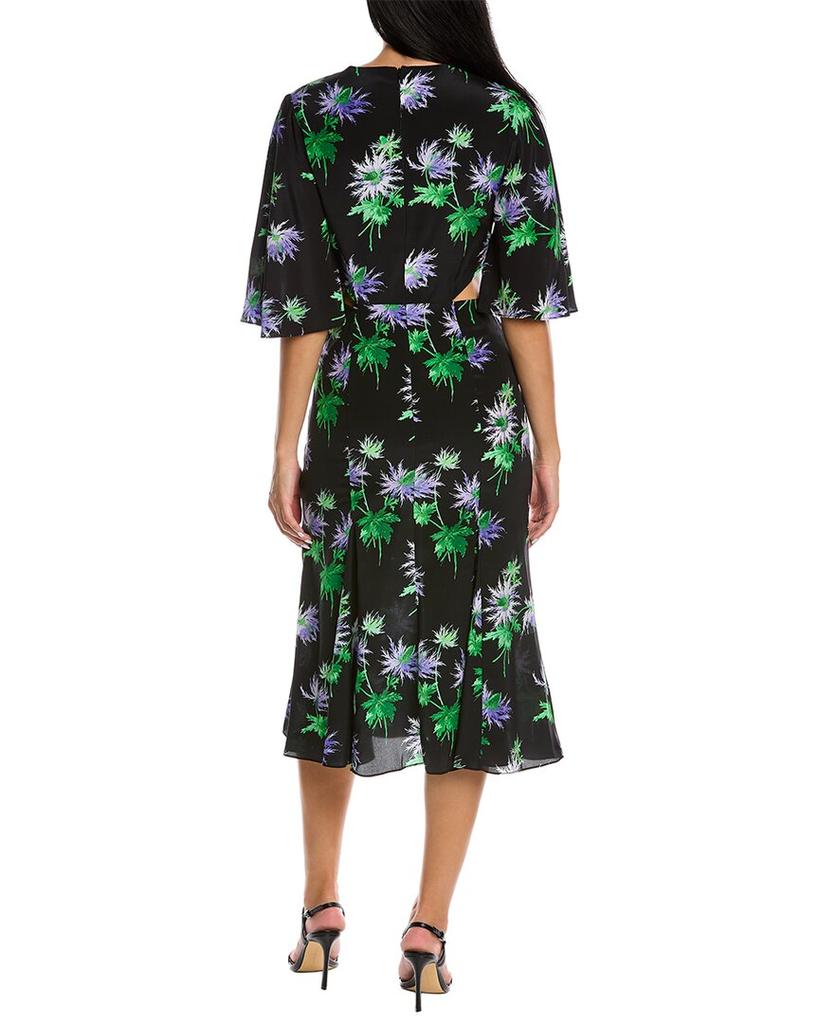 Les Rêveries Les Rêveries Flutter Sleeve Silk Wrap Dress