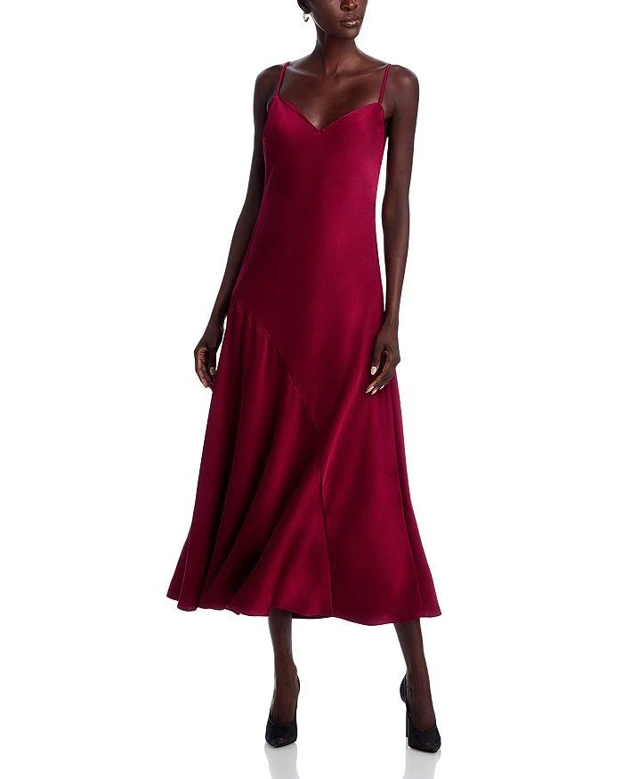 AQUA Satin Bias Cut Slip Midi Dress - Exclusive 1