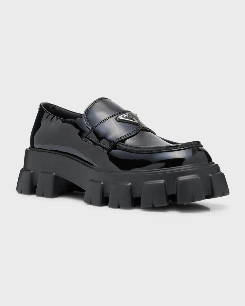 Prada Men's Monolith Patent Leather Loafers 2