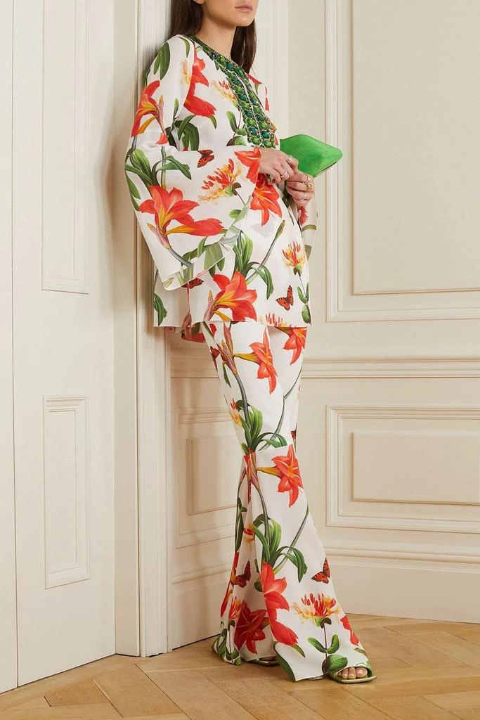 Andrew Gn Crystal-embellished printed silk-chiffon blouse 2