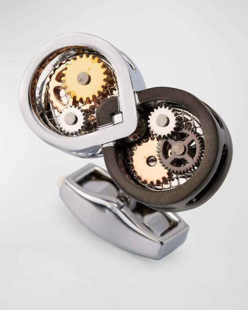 Tateossian Men's Infinity Gear Cufflinks in Palladium Plated with Multicolour Gears 3