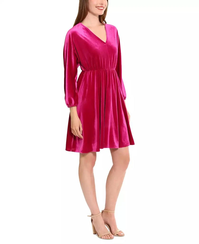 London Times Women's Dolman-Sleeve Velvet Fit & Flare Dress 3