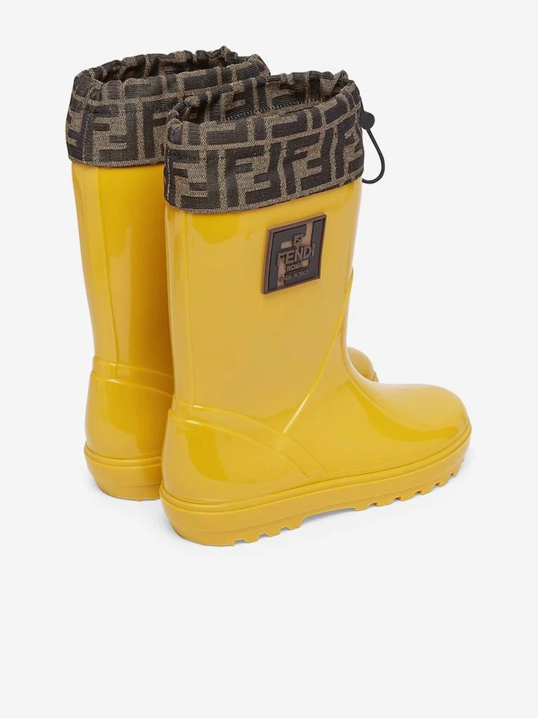 Fendi Kids Logo Rain Boots in Yellow 3