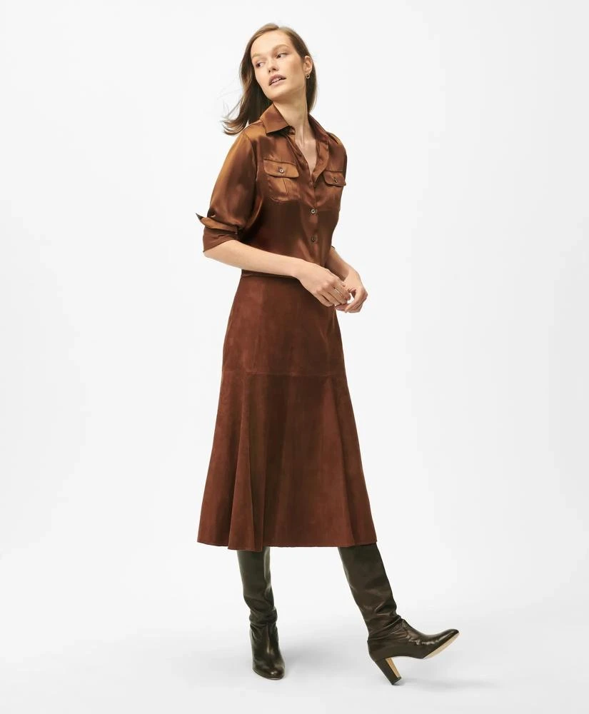 Brooks Brothers Fluted Hem Skirt in Suede 1