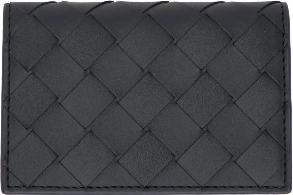 Bottega Veneta Black Intrecciato Flap Card Holder 2