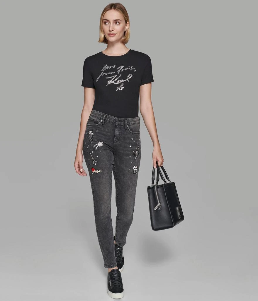 Karl Lagerfeld Paris WHIMSY PATCH GREY WASH JEANS 7