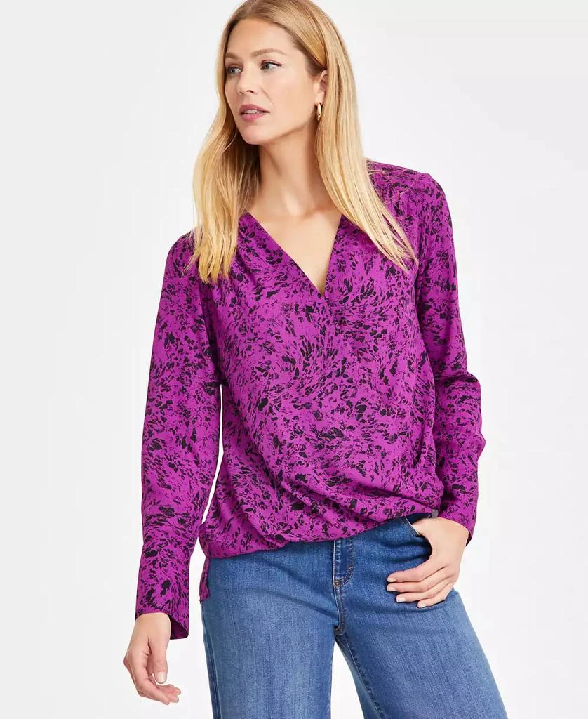 INC International Women's Printed Surplice Top, Exclusively at Macy's 1