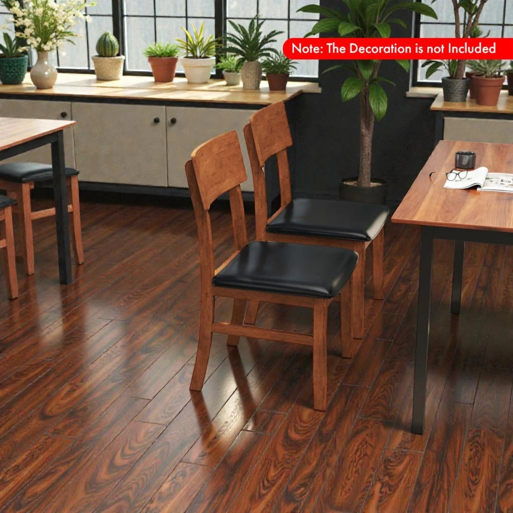 Hivvago Dining Chairs for 2 with Plush Faux Leather Seats and Solid Wood Legs 2