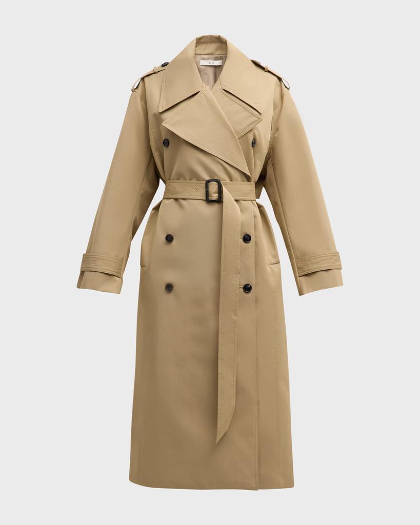 Shop COTTON TWILL LONG TRENCH COAT on Sale at BeyondStyle