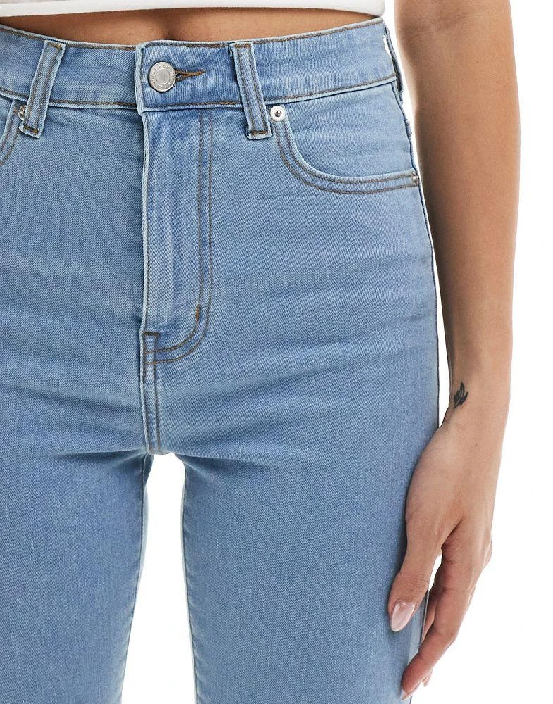 Don't Think Twice DTT skinny denim shorts in light wash blue 5