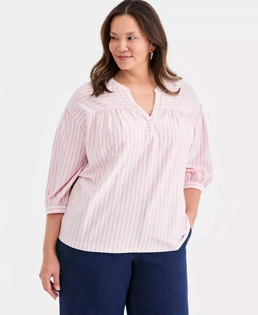 Macy
s Style 
Co Plus Size Printed 3/4-Puff-Sleeve Top, Exclusive