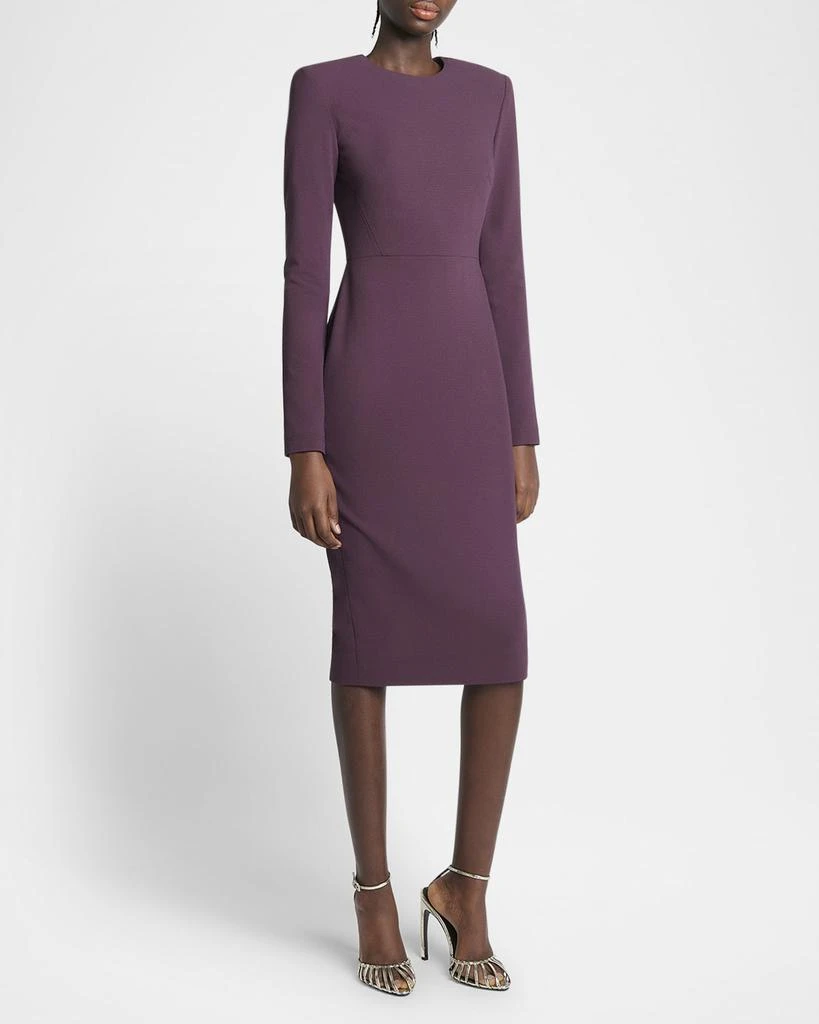 Victoria Beckham Strong-Shoulder Long-Sleeve Midi T-Shirt Dress 4