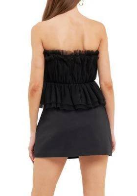Endless Rose Rose Strapless Tulle Peplum Top 2