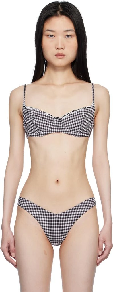 Frankies Bikinis Black & White Cola Gingham Underwire Bikini Top 1