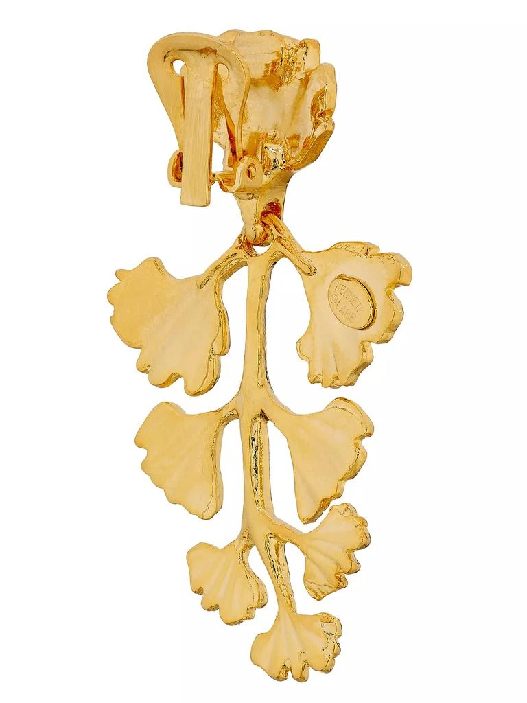 Kenneth Jay Lane Goldtone Clip-On Leaf Earrings 3