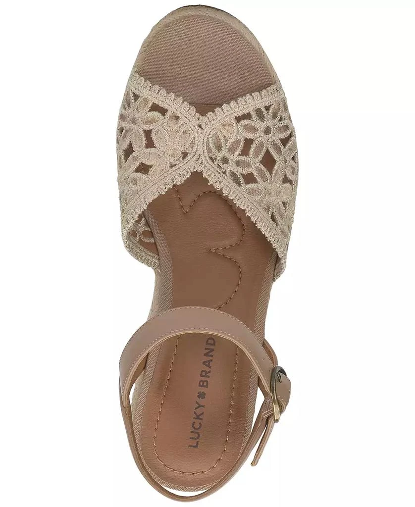 Lucky Brand Women's Coyna Floral Lace Platform Espadrille Wedge Sandals 4