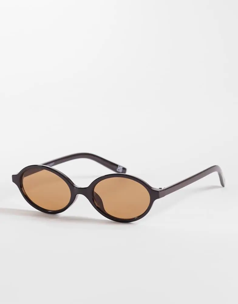 Reclaimed Vintage Reclaimed Vintage oval sunglasses with brown lens in chocolate brown