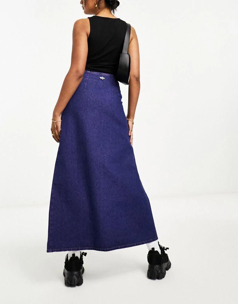 Basic Pleasure Mode Basic Pleasure Mode blackcurrant wash denim wrap maxi skirt in purple 4