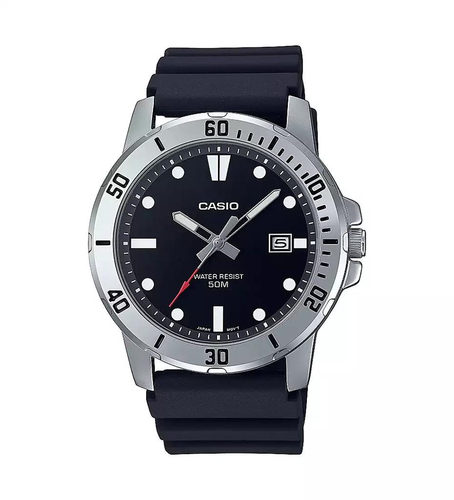 Casio Men's Three-Hand Black Resin Watch 45mm, MTPVD01-1EV