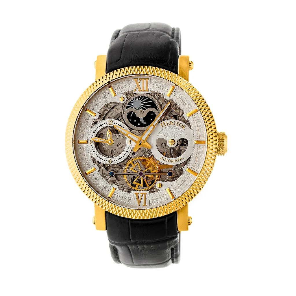 Heritor Automatic Aries Skeleton Leather-Band Watch 4