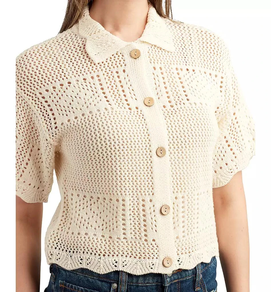 BCX Juniors' Short-Sleeve Scalloped Cardigan Sweater 3