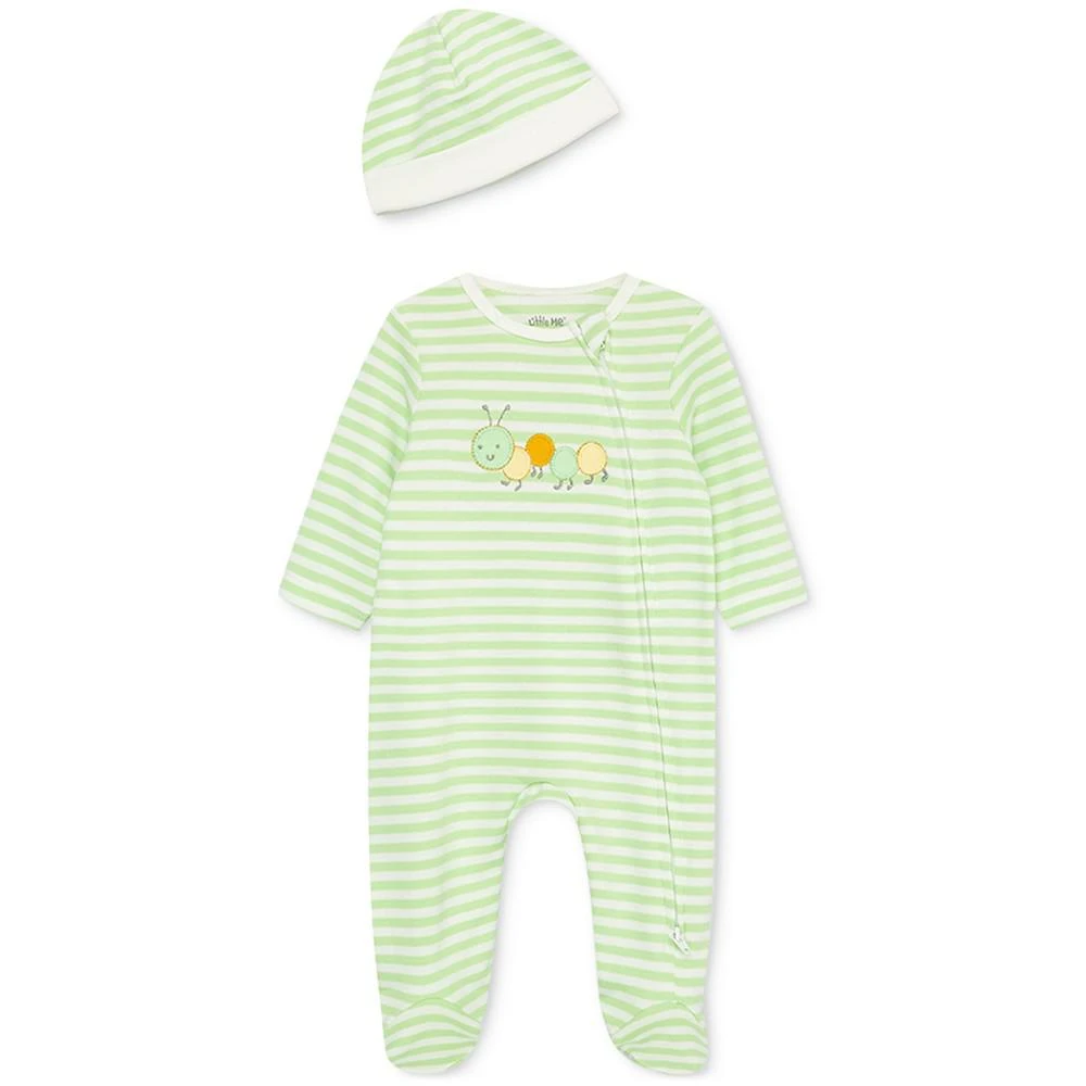 Little Me Baby Boys or Baby Girls Caterpillar Coverall and Hat, 2 Piece Set 1