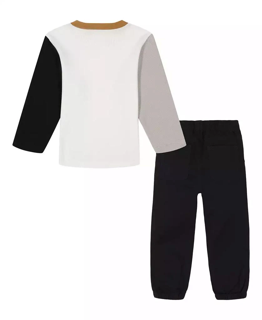KIDS HEADQUARTERS Baby Boys Long Sleeve Colorblock Thermal Henley and Joggers, 2 Pc Set 2