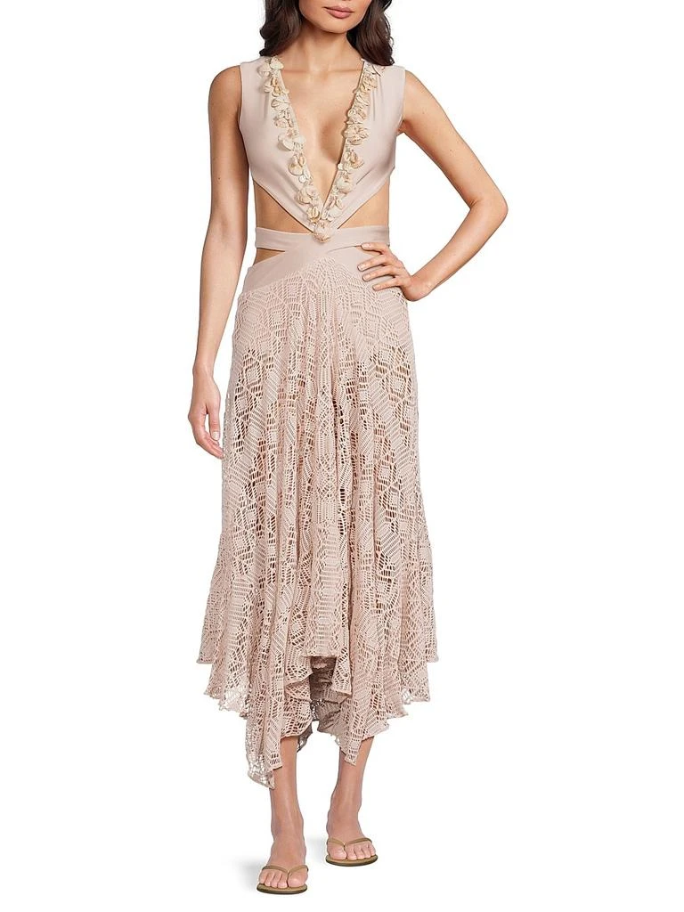womens white lace midi dress Novara Lace Midi Dress in Ivory main image 0