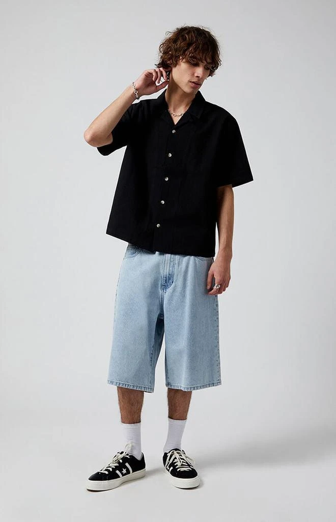 PacSun Light Indigo Extreme Baggy Denim Shorts 3