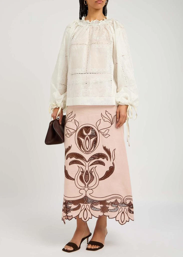 LUG VON SIGA Mini embroidered semi-sheer satin blouse 4