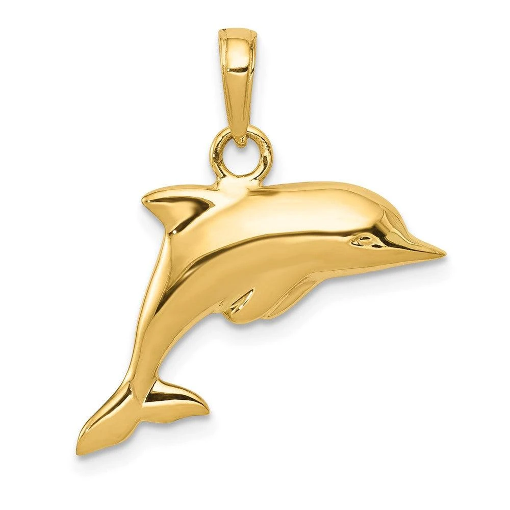 Diamond2Deal 10k Yellow Gold 3-D Dolphin Pendant 1