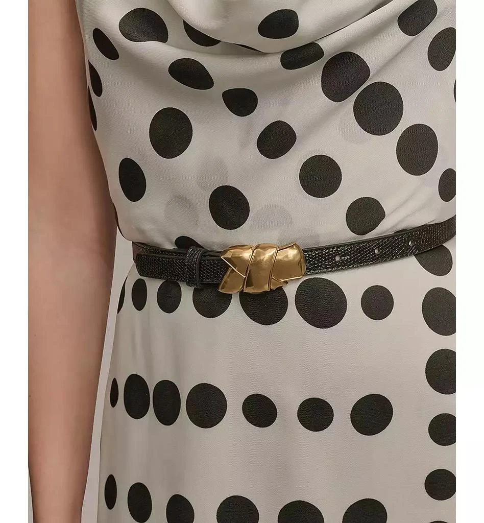 knee length dresses for ladies Black Polka Dot Rhinestone Long Sleeve Bowknot A-Line Formal Dress, Black / XL