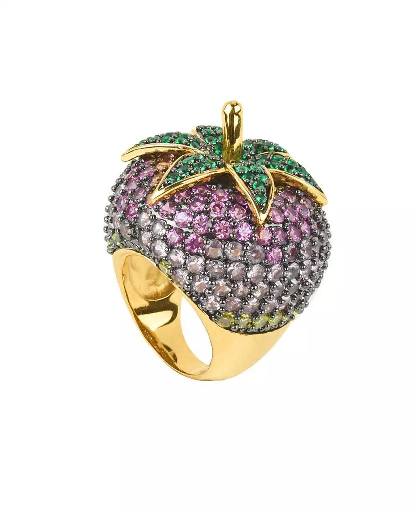 Noir Pink Cubic Zirconia Strawberry Cocktail Ring
