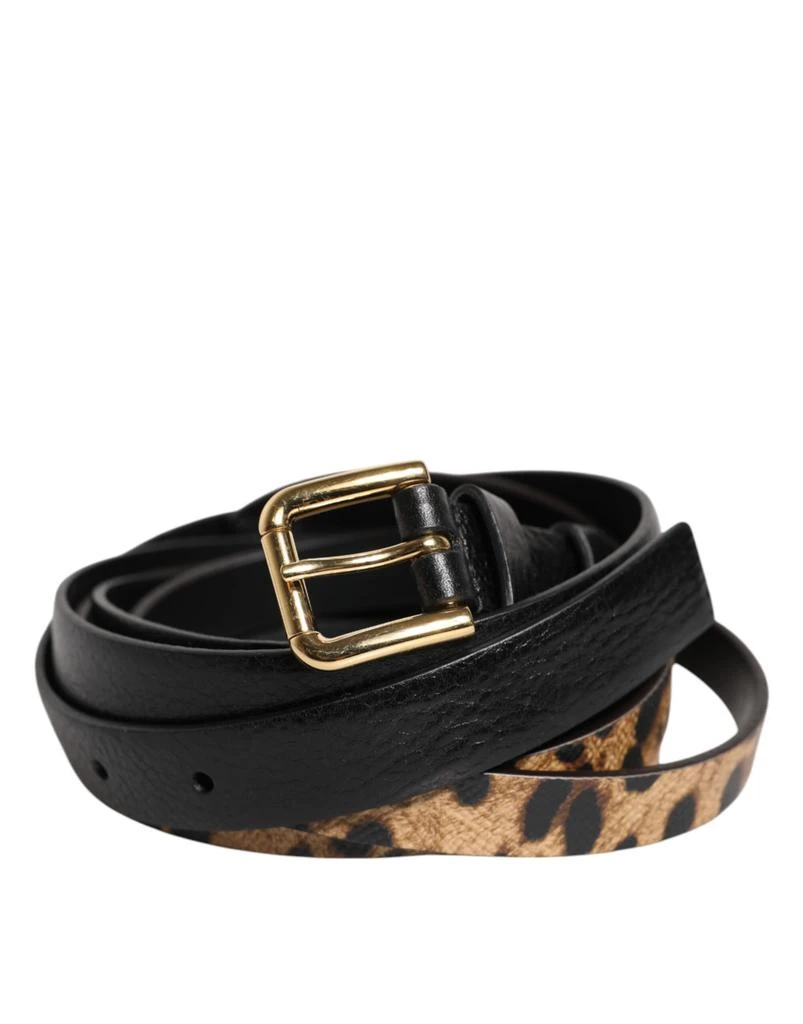 Dolce 
Gabbana Leopard Classic gold Metal Buckle Men
s Belt (Pre-Owned)