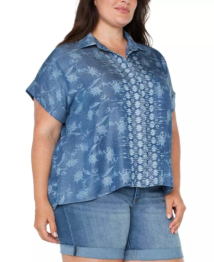 Liverpool Liverpool Plus Size Printed High-Low Camp Shirt 3