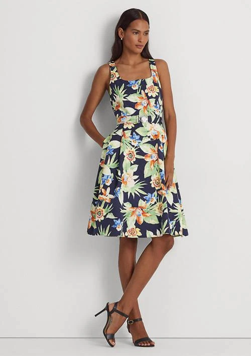 Ralph Lauren Ralph Lauren Floral Belted Faille Cocktail Dress 1
