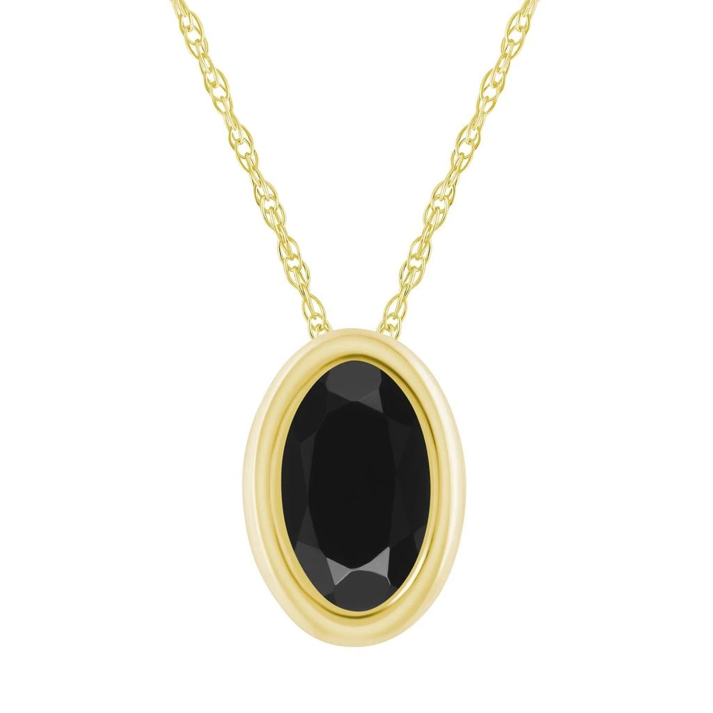 Glistening Jewels 10K Gold 6x4mm Oval Black Onyx Pendant Necklace