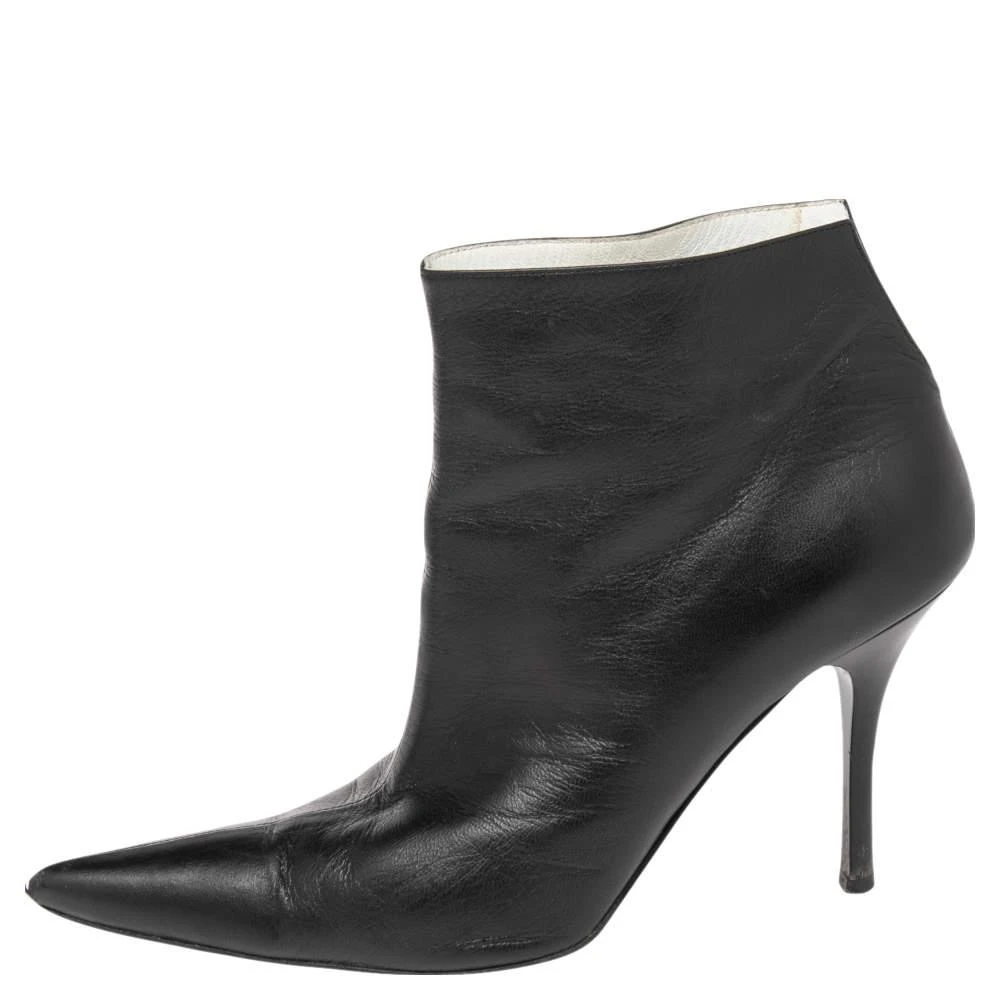Celine Celine Black Leather Pointed Toe Ankle Boots Size 37.5 2