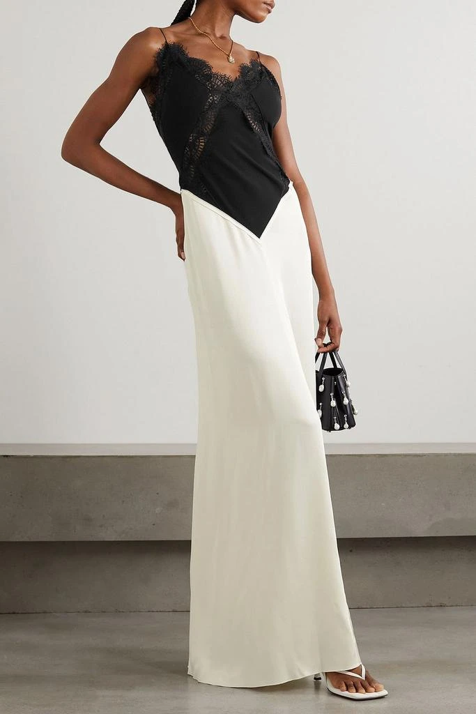 Victoria Beckham Duchesse-satin and lace-trimmed jersey maxi dress 2