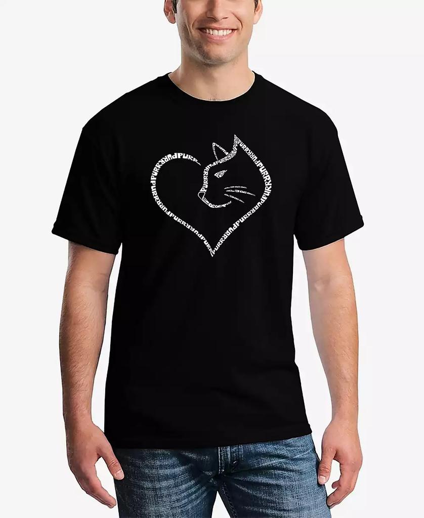 LA Pop Art Men's Cat Heart Printed Word Art T-shirt