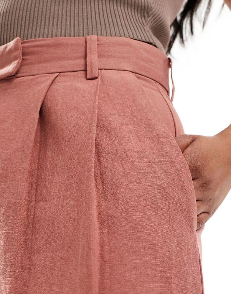 ASOS ASOS DESIGN longline high waisted tailored short with linen in terracotta 2