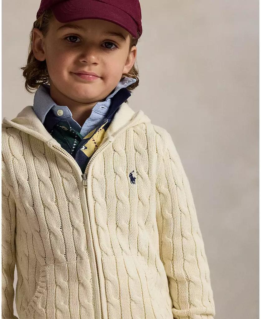 Ralph Lauren Toddler and Little Boys Cable Cotton Hooded Full-Zip Sweater