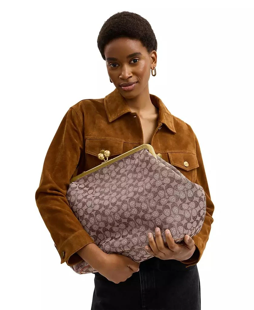 Coach Kisslock Large Crystal Signature Jacquard Frame Bag 2