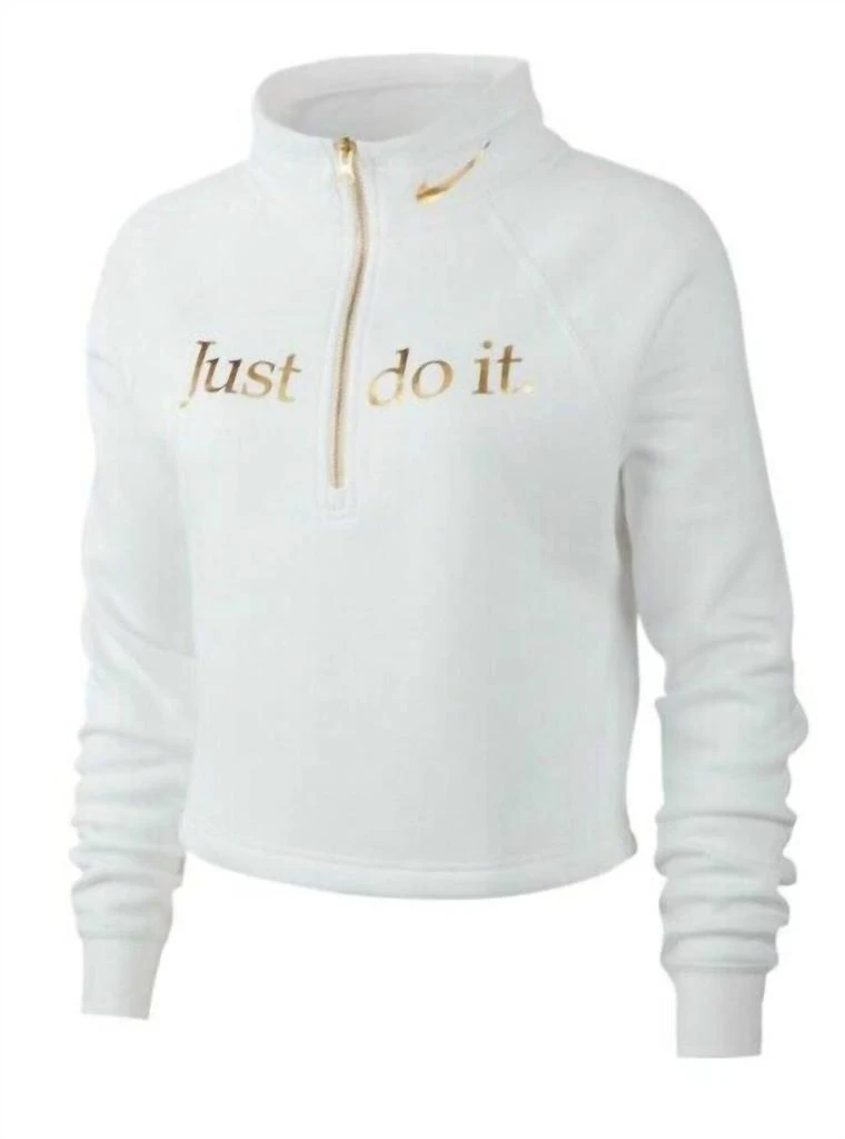 NIKE Nike - Shine Quarter Zip Crop Pullover Funnel Neck Sweatshirt 3