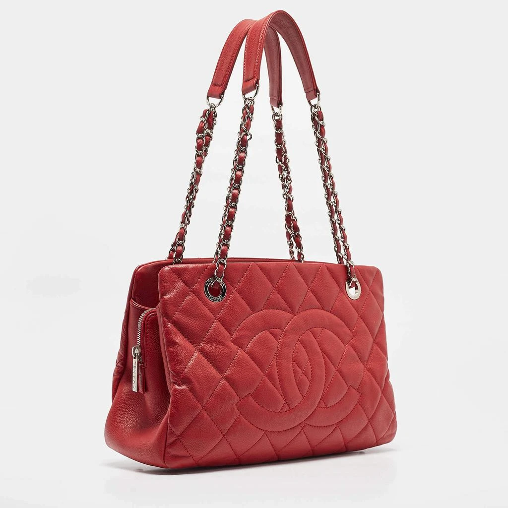 Chanel Chanel Red Quilted Caviar Leather Shopper Tote 4