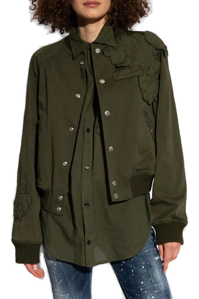 DSQUARED2 Dsquared2 Floral-Appliqué Button-Up Bomber Jacket 2
