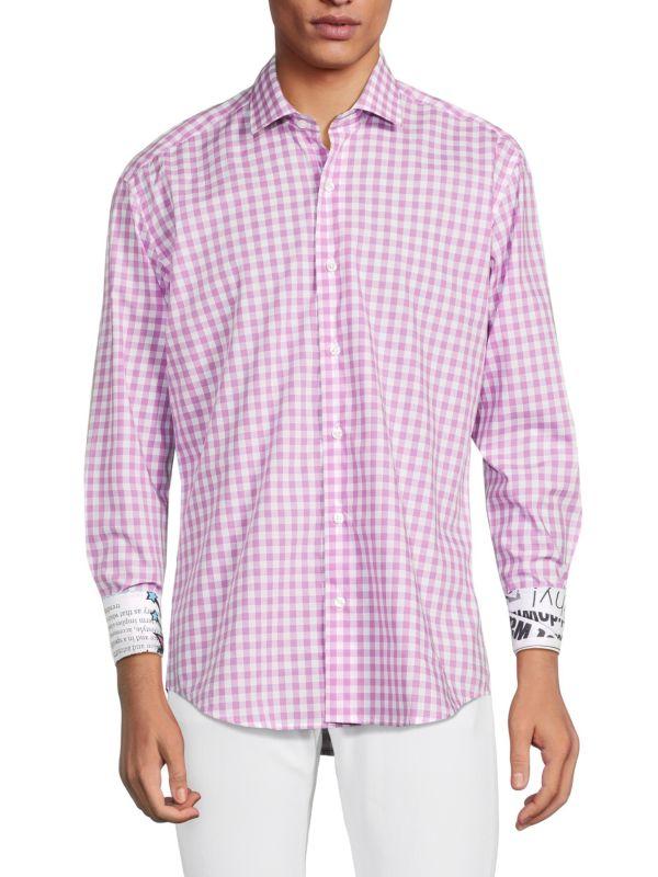 Bertigo Gingham Check Button Down Shirt