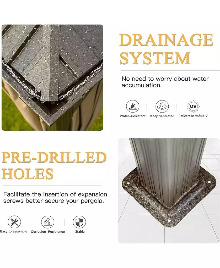 Streamdale Furniture Streamdale Aluminum Gazebo with Curtains 
Netting for Outdoor Use 5